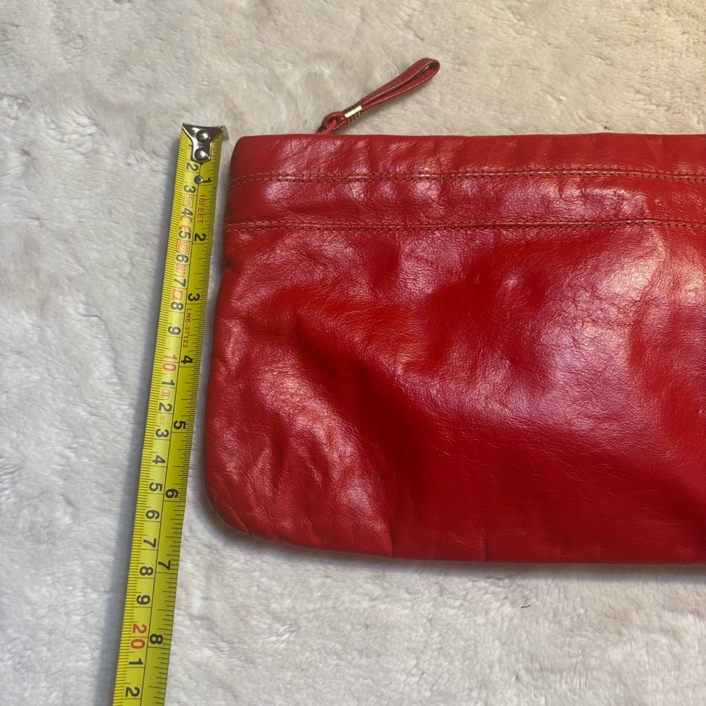 Vintage Clutch Red Faux Leather with 3D Floral Accent Zippered Close Classic - Picture 13 of 13